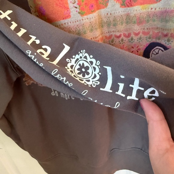 NATURAL LIFE Charcoal Hoodie with Floral Logo - Picture 6 of 7
